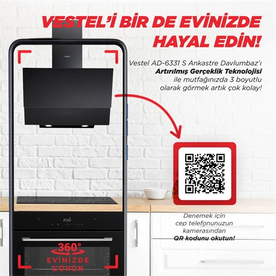 Vestel AD-6331 S 60 cm 3 Kademeli Ankastre Davlumbaz