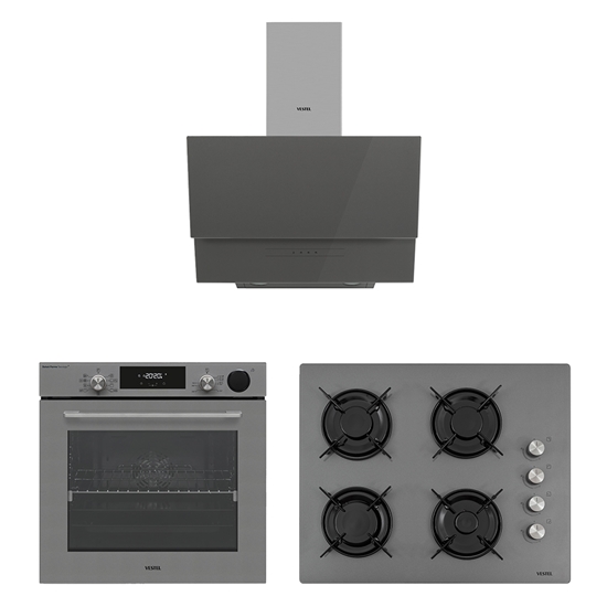 Eğik Buhar Destekli Gri Set