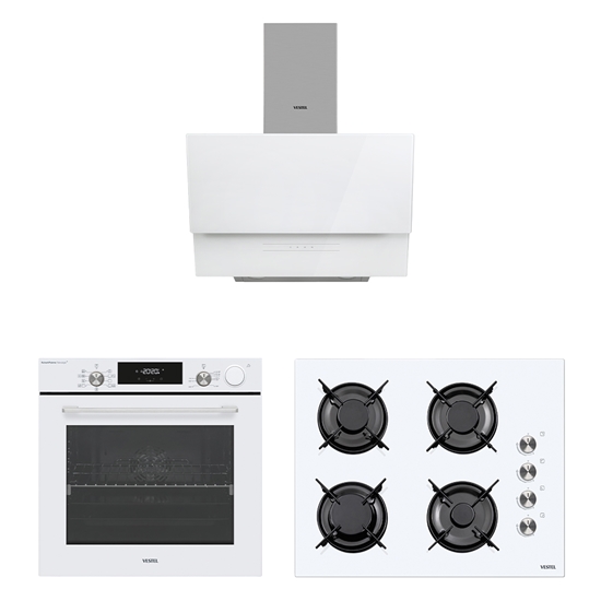 Eğik Buhar Destekli Beyaz Set