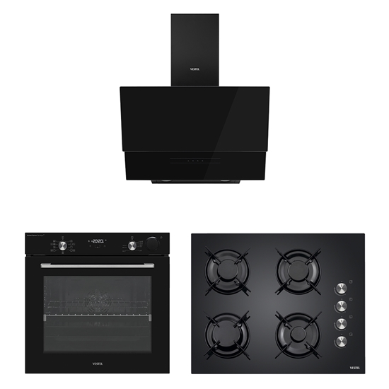 Eğik Buhar Destekli Siyah Set